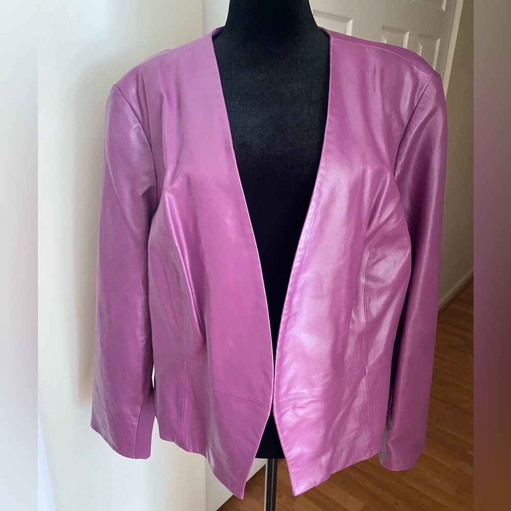 Hal Rubenstein Genuine Leather Purple Grape Bomber Jacket